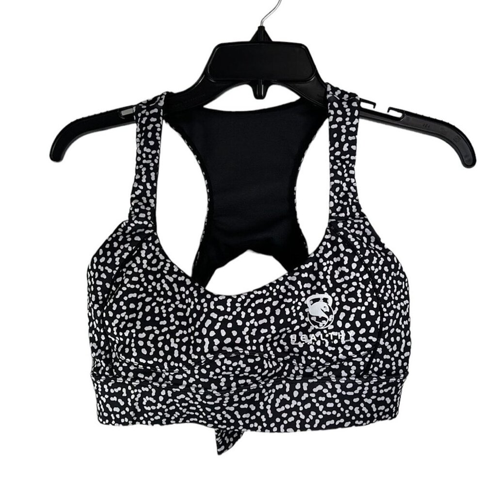 Healthy Precision Sports Bra women’s black & white workout racerback size large - Picture 1 of 6